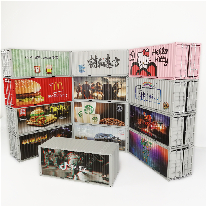 1:20创意涂鸦集装箱欧美人民币集装箱纸巾盒笔筒模型制作