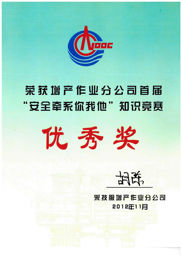 中海油知识竞赛优秀奖