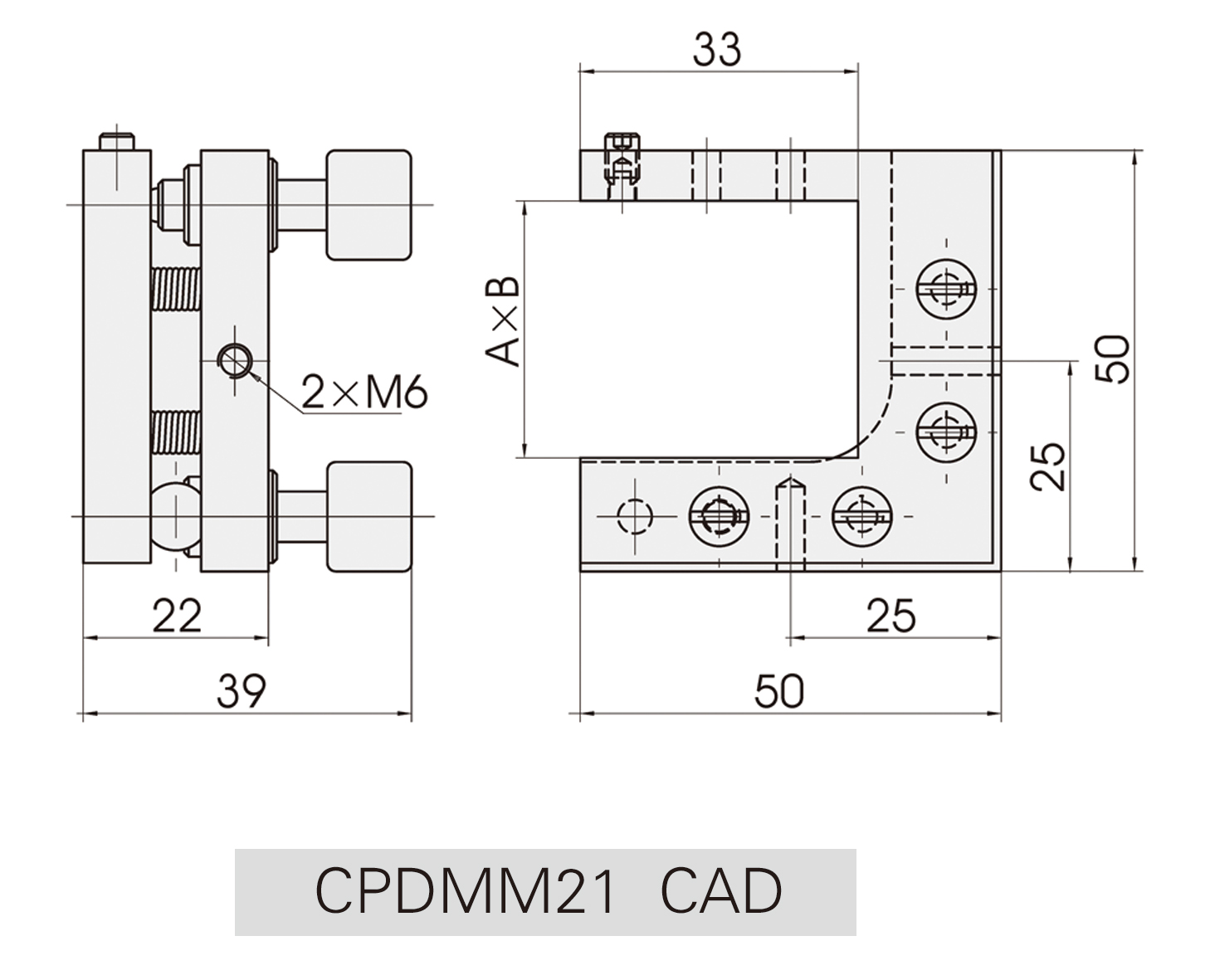 CPMM21系列两维调整柱面镜架CAD