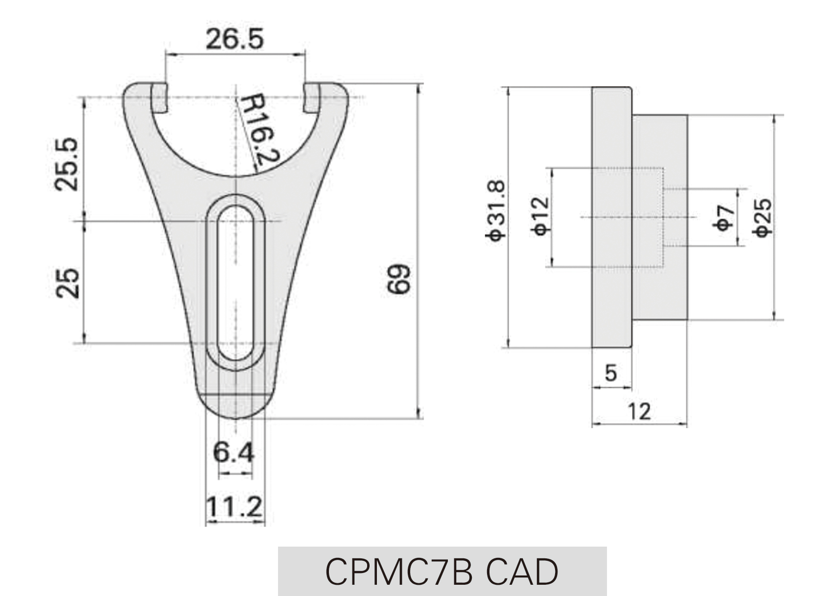 CPMC7B不锈钢叉式压板座CAD