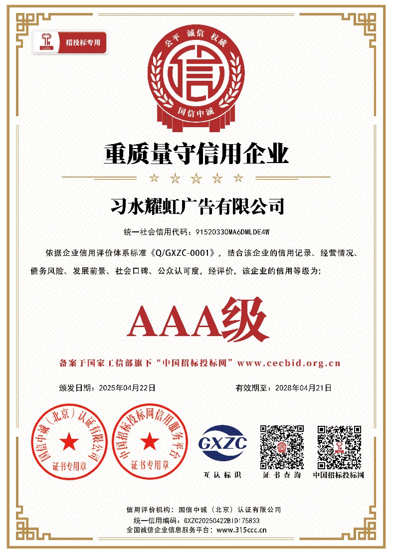 重質量守信用企業